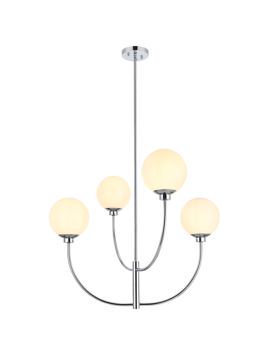 Kyle 4-Light Chandelier, 25" H x 30" W x 30" D, Chrome