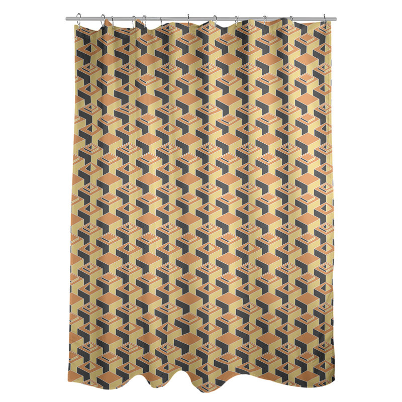 Geometric Shower Curtain, Orange/Yellow