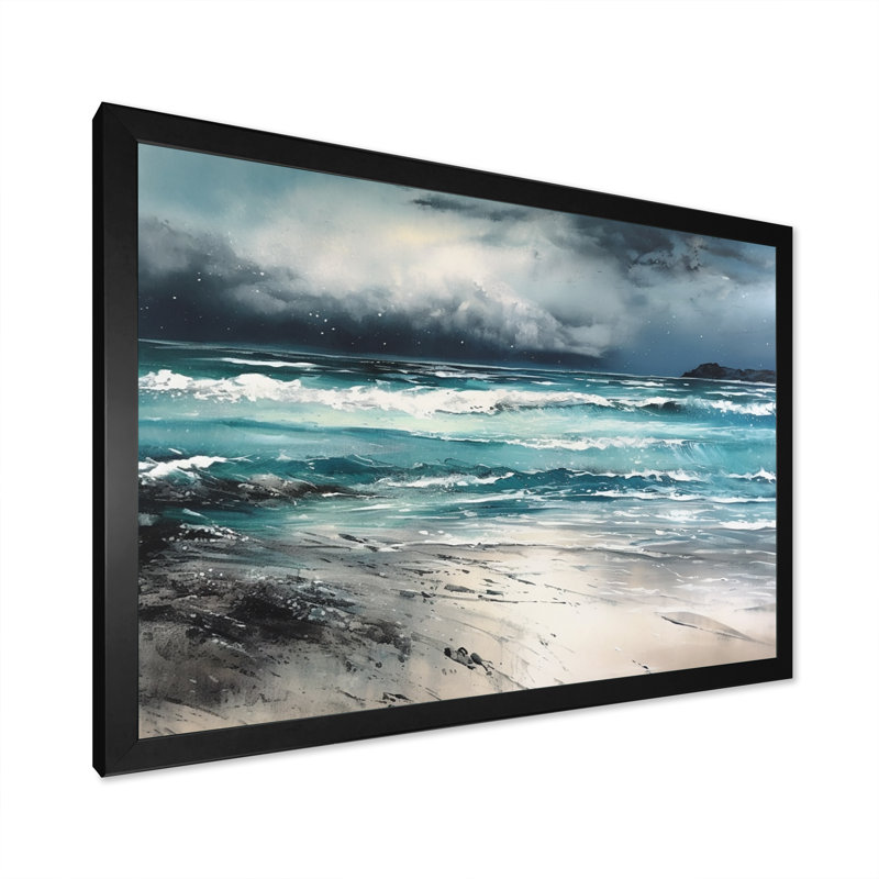 «Ocean's Embrace IV», reproduction d'art sur toile, H 24 po x l 32 po x P 1 po, Cadre photo noir