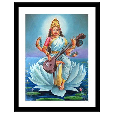 Goddess Saraswati | Oil On Canvas Painting | By V. Ragunath