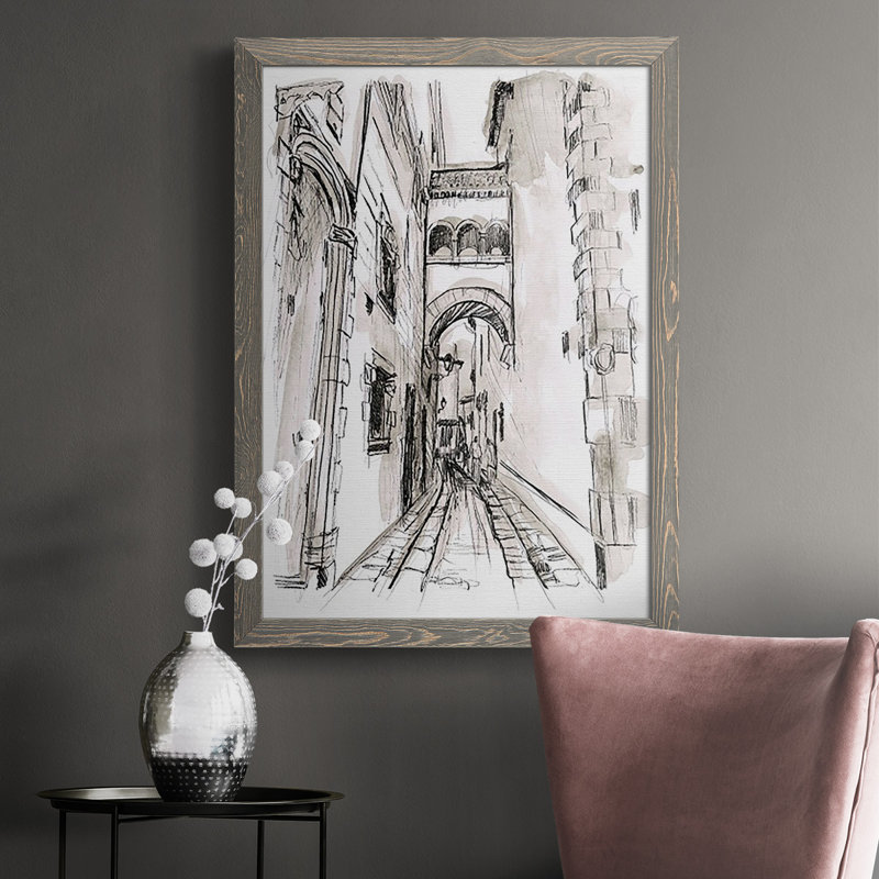Europe Street Sketches II, reproduction d'art sur toile, H 37,5 po x l 27,5 po x P 1 po, gris