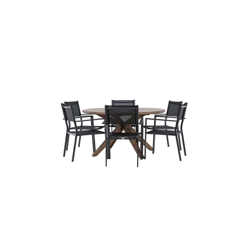 Kluesner 6 - Person Patio Dining Set with Round Table, Black