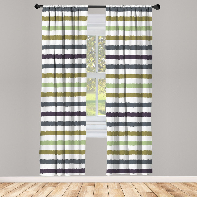 Microfiber Floral Semi-Sheer Rod Pocket Curtain Panels, 28" W x 84" L, Gray/Green