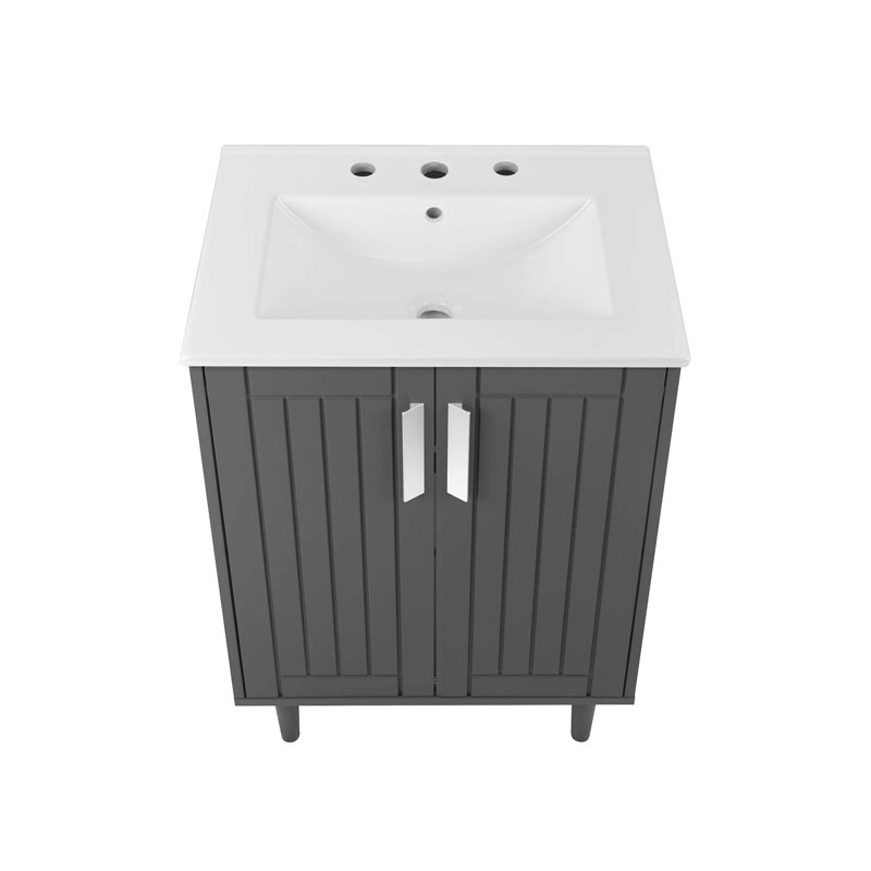 Meuble-lavabo 24 po Modway Augusta, gris, Blanc