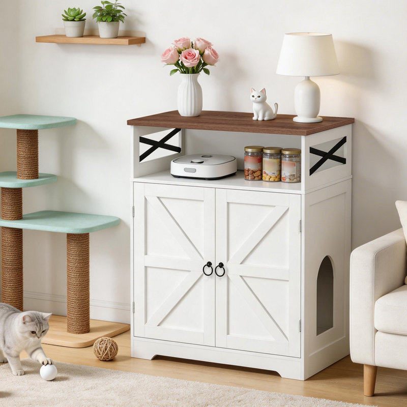 Meuble pour litière haute avec rangement