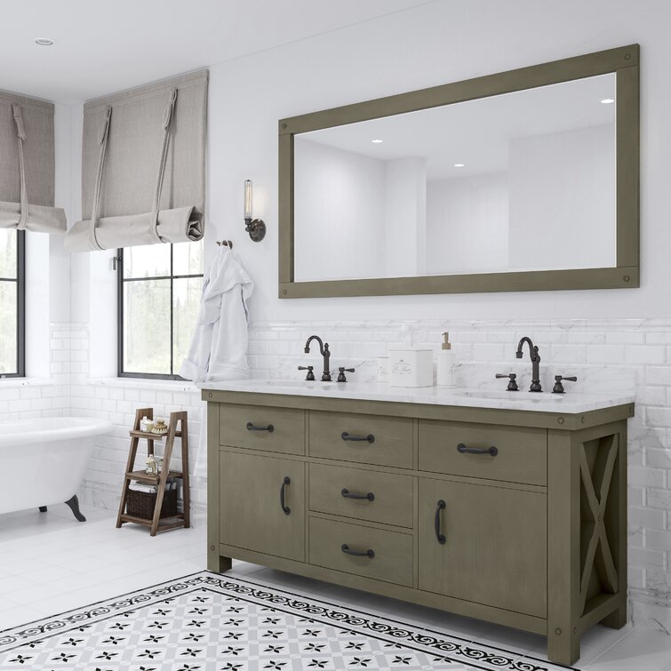 Water Creation Aberdeen 72 Bath Vanity in Grizzle Gray with Faucet and  Mirror