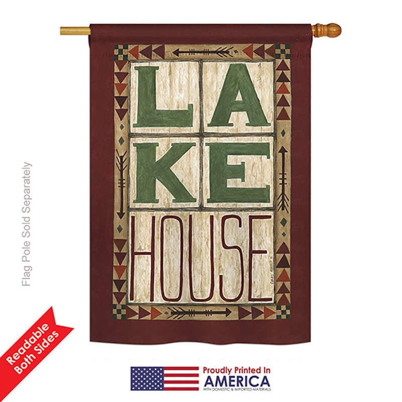 Mélange de polyester 2 côtés 40 x 28 po lake house nature drapeau maison