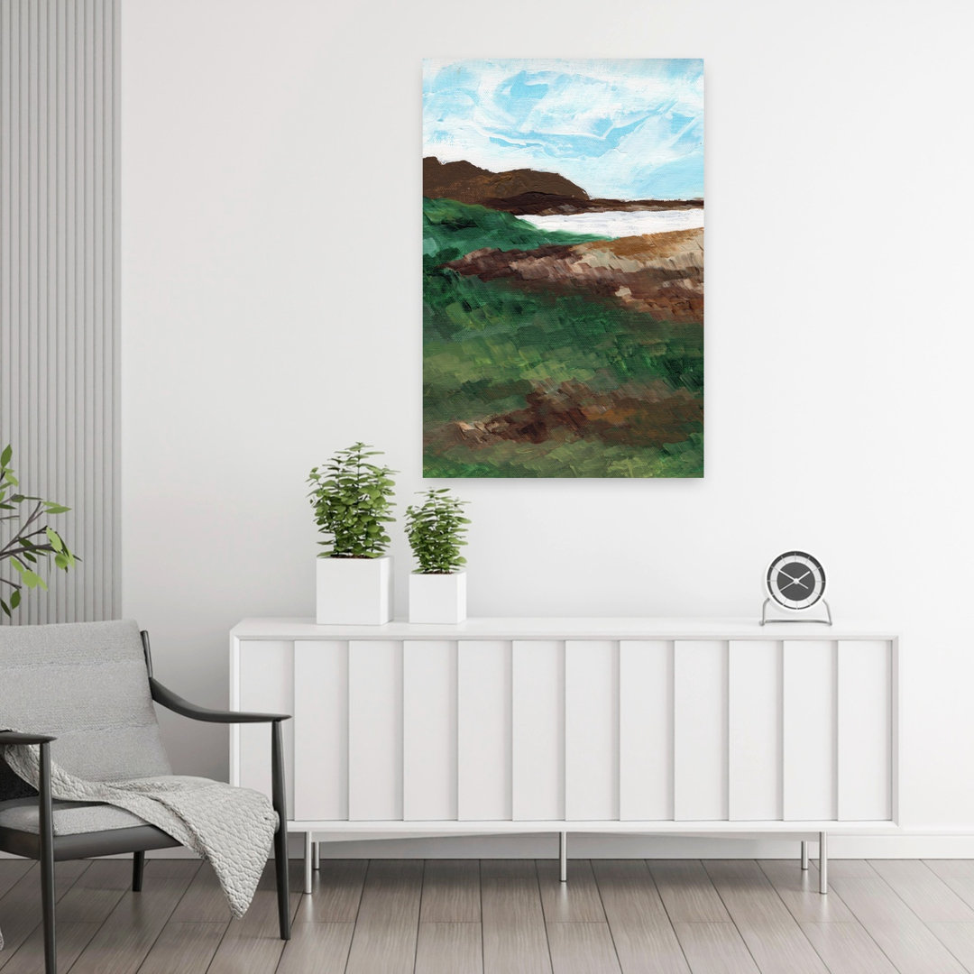 Grassy Ocean Vista Peaceful Serene Tranquil Coastal Wall Art Print