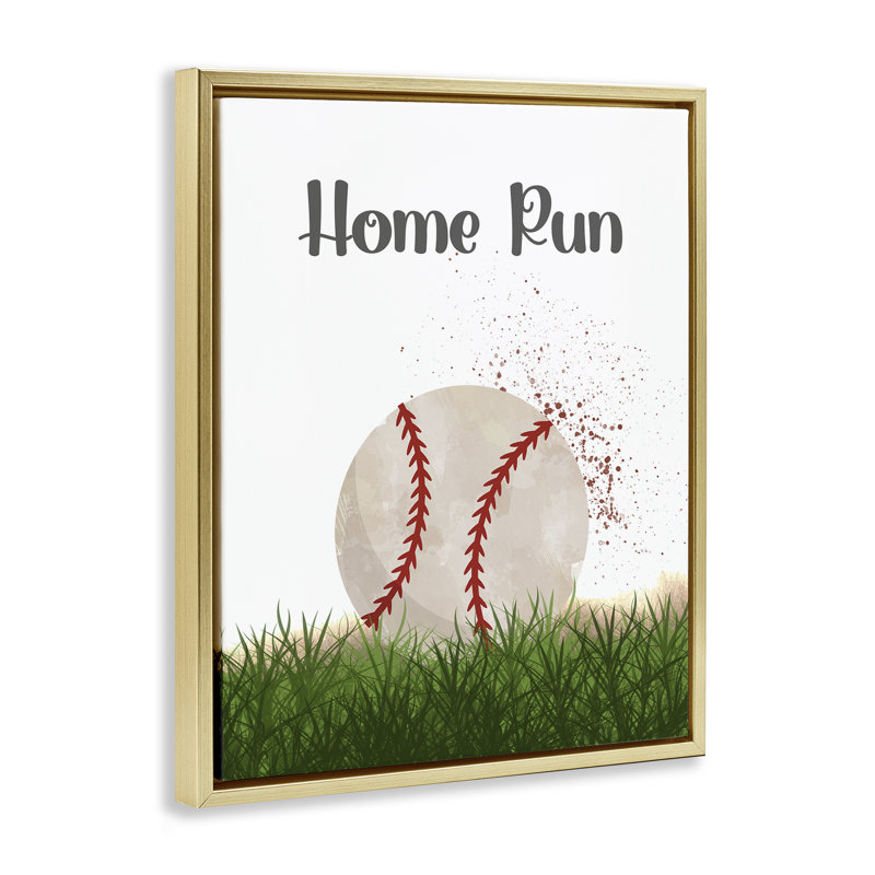 Cadre flottant Have A Ball Home Run, design par Christine Simpson Art, H 21 po x l 17 po, Cadre flottant métallique doré