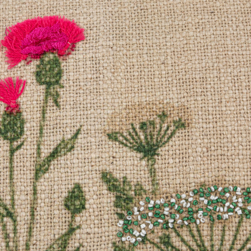 Embroidered Cotton Reversible Throw Pillow