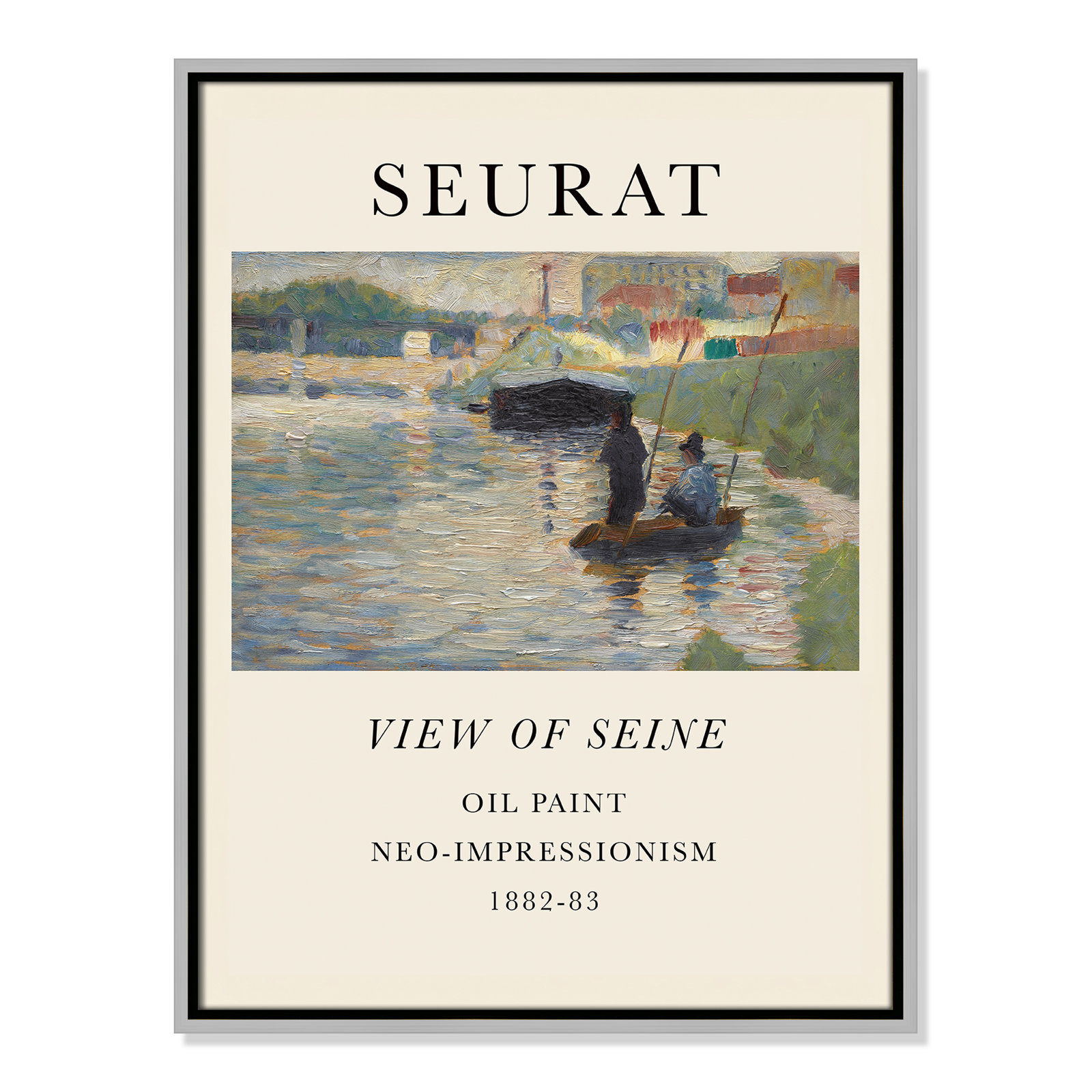 View Of Seine by Georges Seurat, No, 25.5" H x 19.5" W x 2" D, Silver Floater Frame