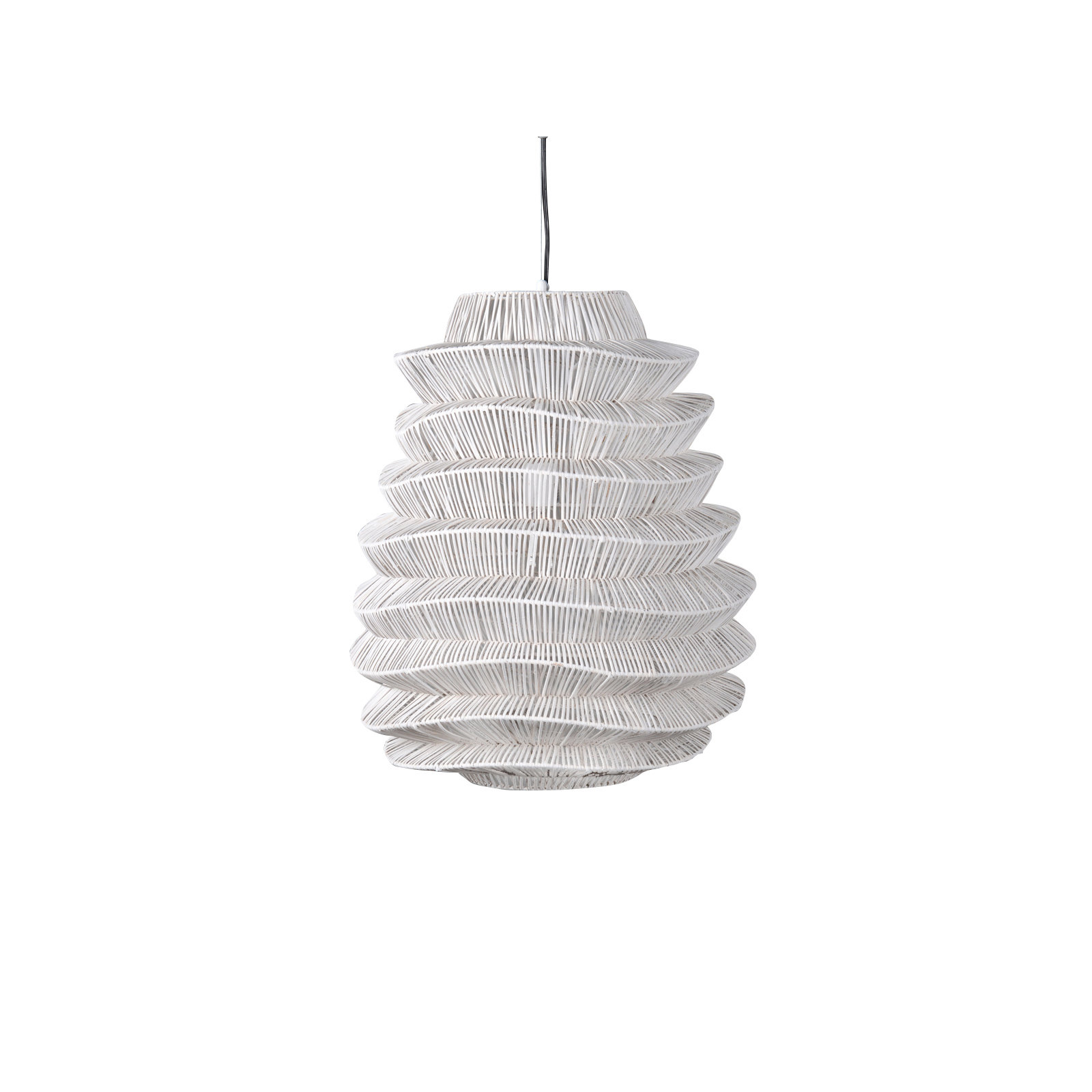 Barlow Single Light Rattan Dimmable Pendant, White