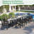 Immie 7- Piece HDPE Outdoor Dining Table Set With Chairs & Umbrella Hole, Black-1015650110-1015650108