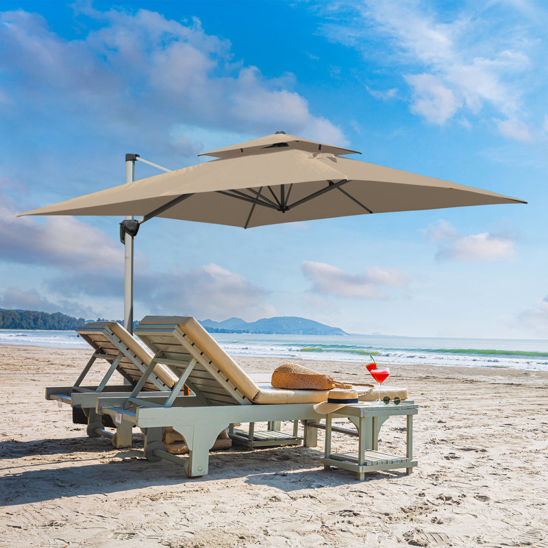 Parasol en porte-à-faux Deraway, Beige, 12 pi x 12 pi