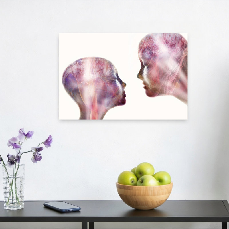 Esprits connectés - Affiche murale abstraite et éthérée contemporaine, H 12 po x l 18 po