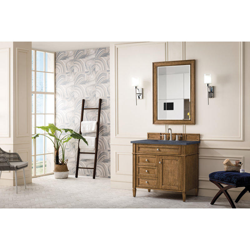 Brittany 36'' W Single Vanity, Charcoal Soapstone, Saddle Brown, 8" Widespread