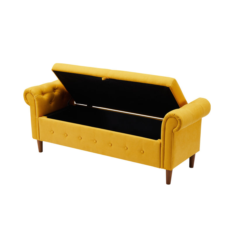 Bennison Upholstered Ottoman, Yellow, Linen