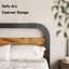 Grand lit plateforme en métal noir avec tête de lit en bois massif foncé de 40 po, rangement sous le lit, support silencieux, aucun sommier requis-1034755524-1026695247