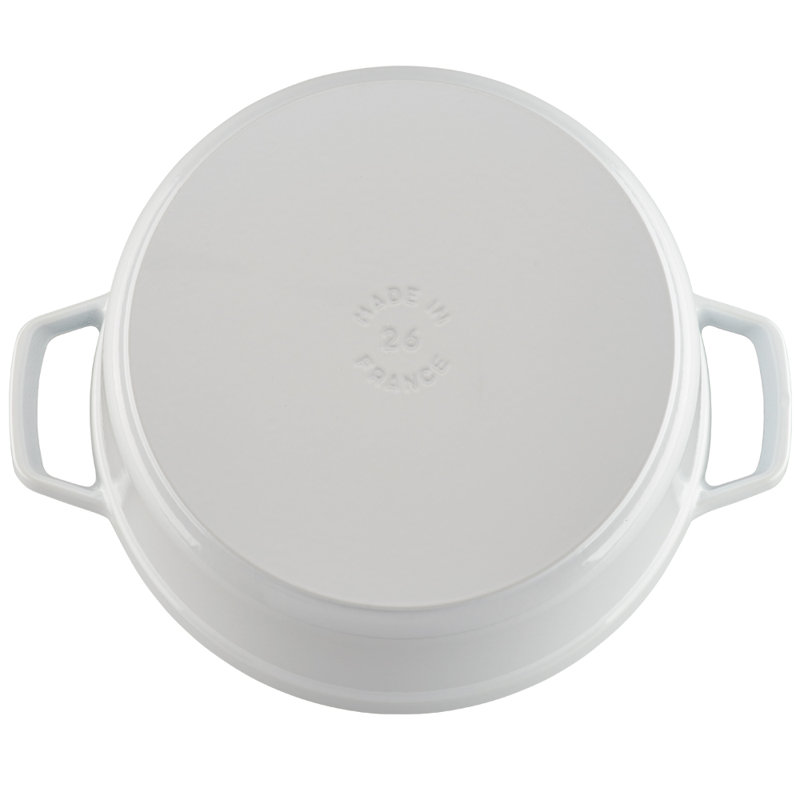 La Cocotte Cast Iron Round Cocotte, White, 5.5 quarts