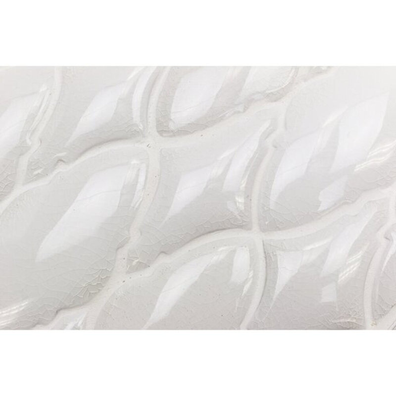 Nabi Valor 2x4 Crackled Glossy Glass Mosaic Tile, Glacier White
