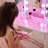 Teamson Kids Vanity Set, LED Mirror & Stool, Engineered Wood, White/Pink, Gisele