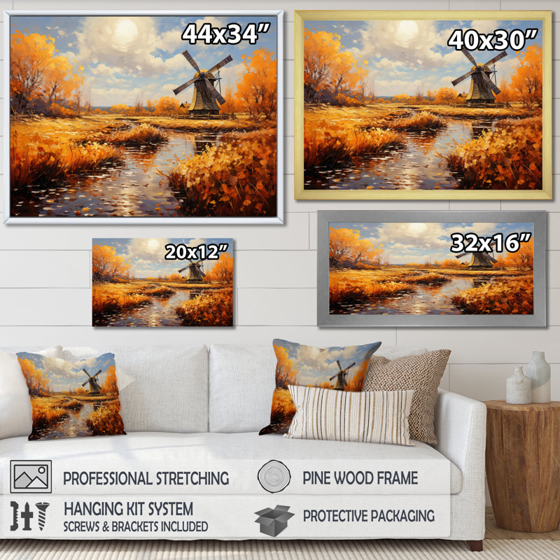 Mill Wind Radiant Spin - Imprimé, Cadre doré à une seule photo, H 34 po x l 44 po x P 1,5 po