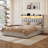 Bed Frame With 4 Drawers For Storage, Bedside Table, Pu Soft Headboard, Built-In Charging Station And Led Lights-1225535526-1225535524