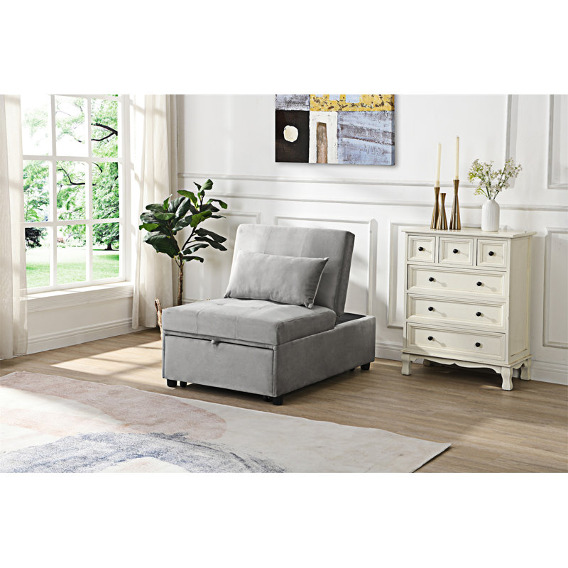 Canapé-lit pliant avec repose-pieds, Velours gris velours
