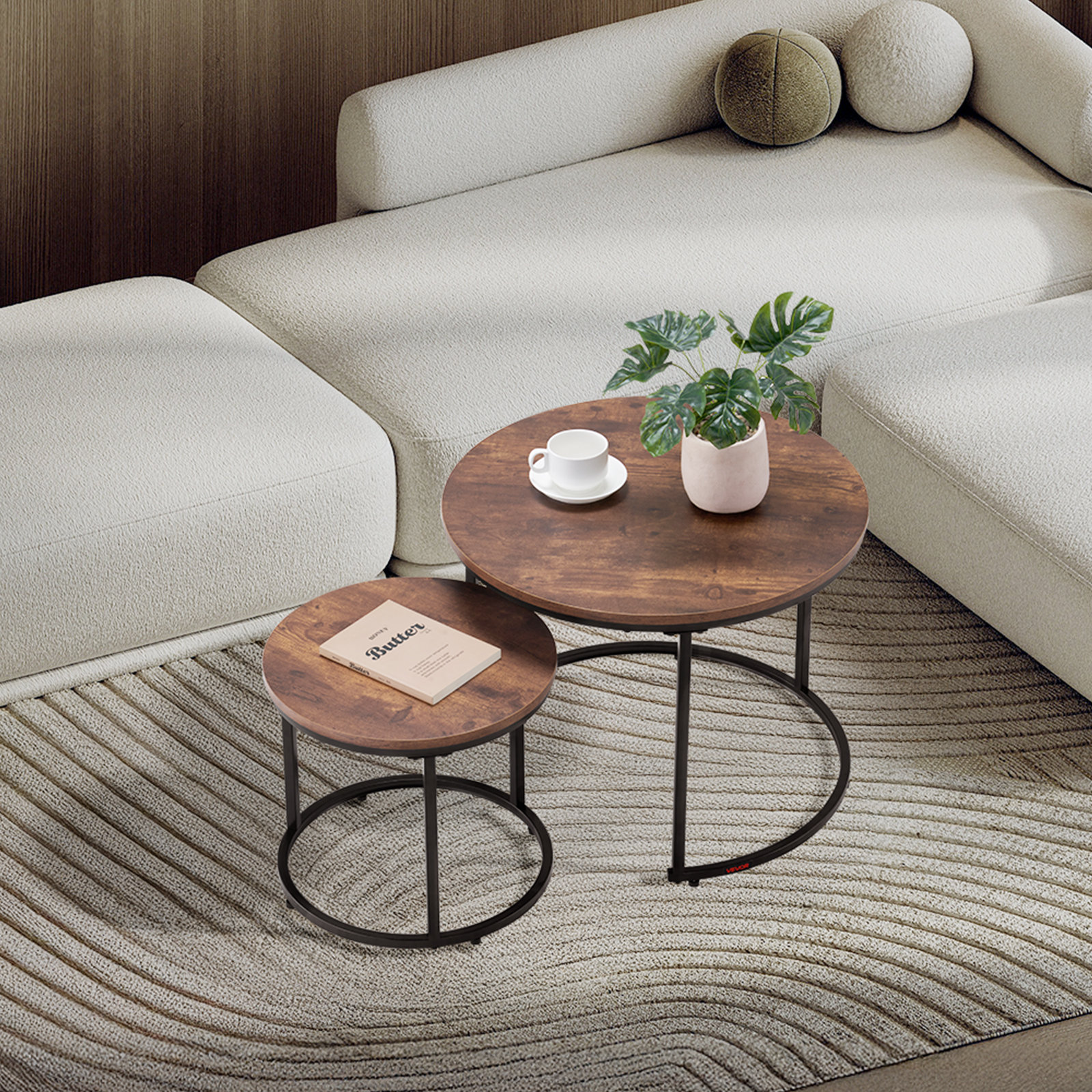 George Oliver Nesting Coffee Table Set of 2, 23.6 in Round Coffee Table ...