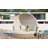 Outdoor Patio Daybed Wicker Rattan Double Daybed Round Sofa Furniture Set With Retractable Canopy, 4 Pillows-114241858