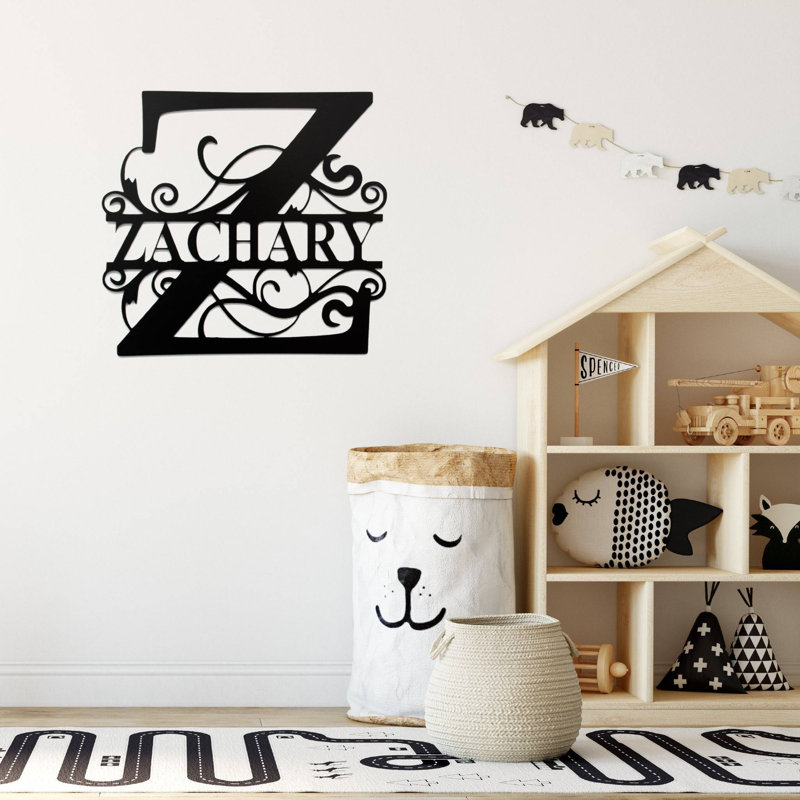 Art mural personnalisé en monogramme personnalisé - Art mural personnalisé au nom initial - Sculpture élégante en monogramme - Décoration murale de style campagnard moderne - Art industriel en métal - Décoration d'entrée de salon de chambre à co