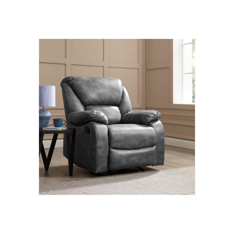 Rivka Vegan Leather Reclining Sofa, Dark Grey