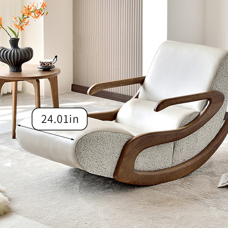 Chaise berçante ergonomique simple en similicuir, Beige