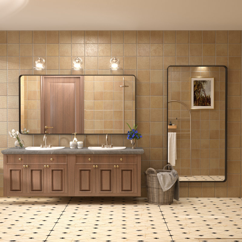 Miroir mural Aevar, 60 po x 30 po, Noir mat