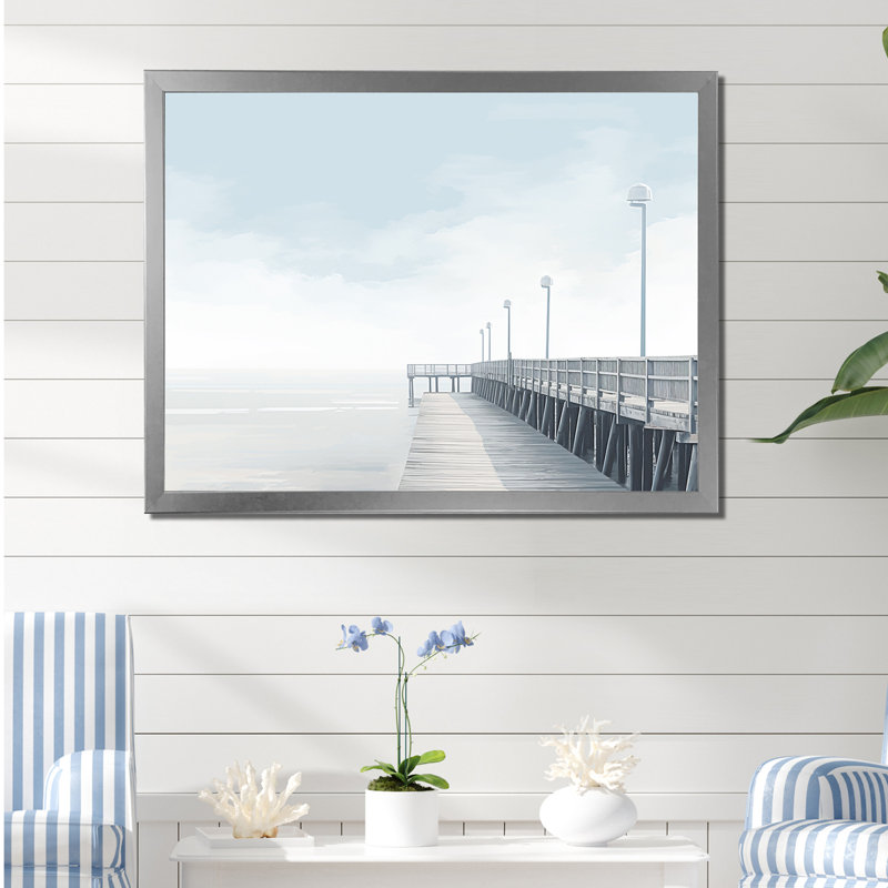 Rathbone - plage et océan, art mural sur toile, Cadre simple argenté, H 24 po x l 32 po x P 1 po