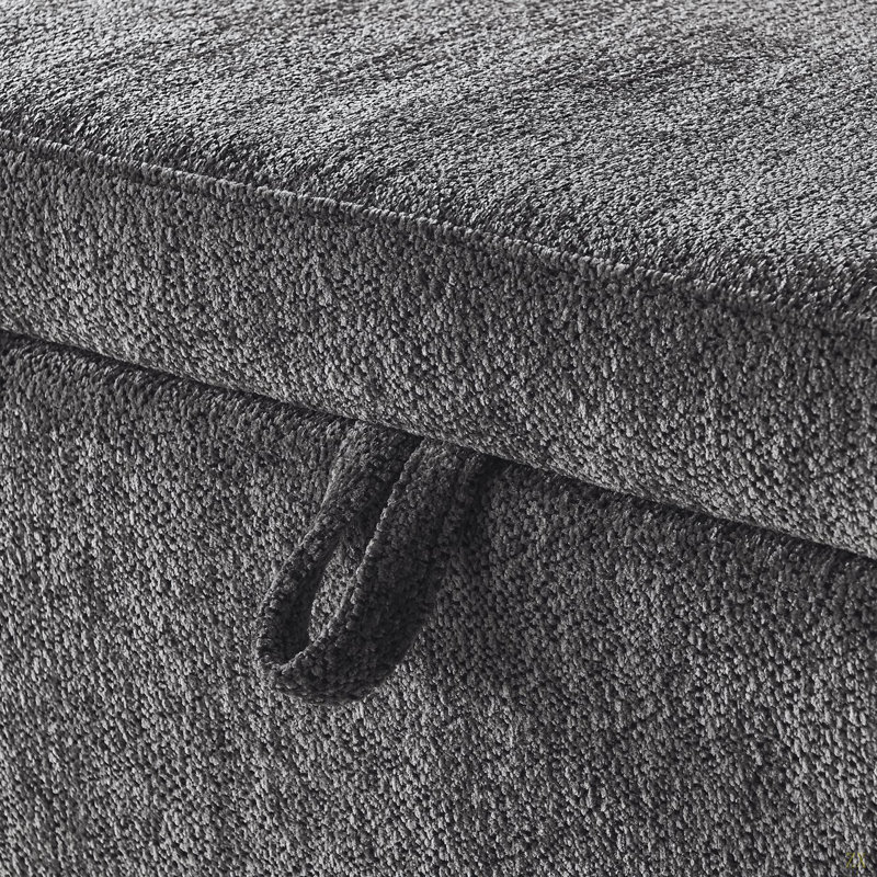 Banc de rangement repose-pieds ovale en tissu de chenille avec grand espace de rangement pour le salon, le vestibule et la chambre à coucher