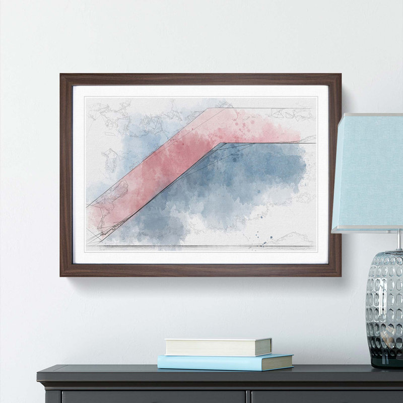 Heading Down in Abstract - Picture Frame Painting Print, 27cm H x 36cm W x 2cm D, Walnut Framed