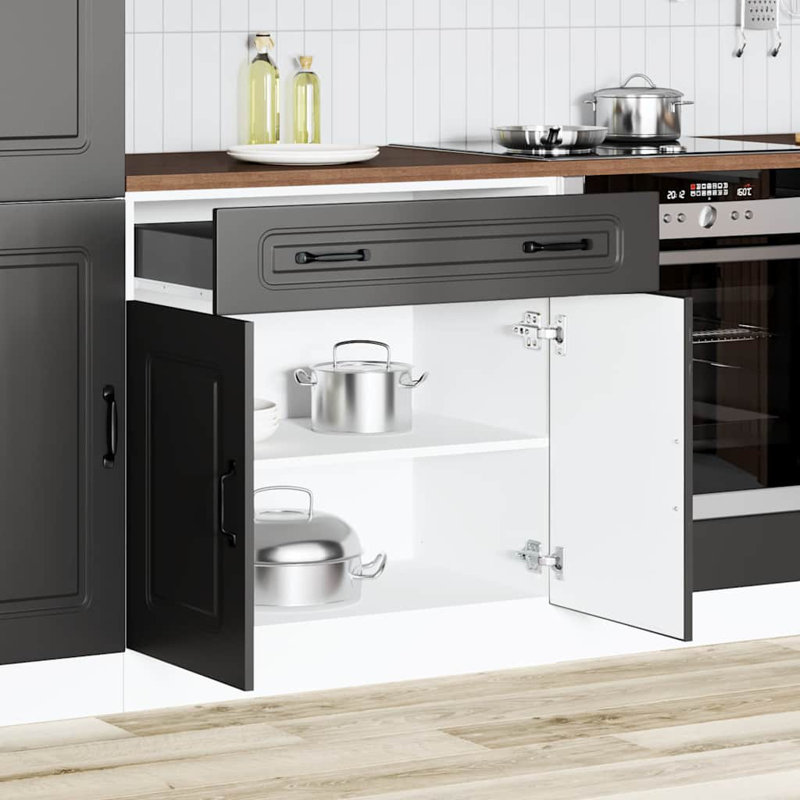 Kitchen Base Cabinet Kalmar Engineered Wood, Black