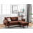 Mia 70"W Brown Sectional Sofa Chaise With USB Charger & Pillows-1906812443