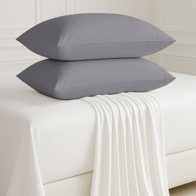 Macklan Microfibre Brushed Pillowcase - Set of 2, Grey