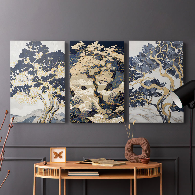 Lanscape Study Series XLIII - Ensemble de 3 toiles tendues avec châssis - Prêt à être accroché, H 27 po x l 18 po