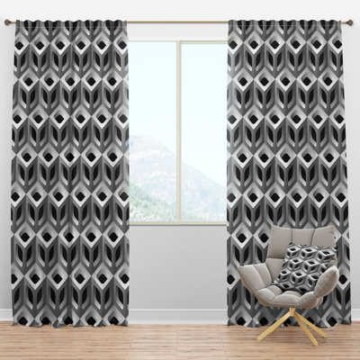 Motif de treillis 3D - Rideau en velours moderne - obscurcissant - 1 panneau