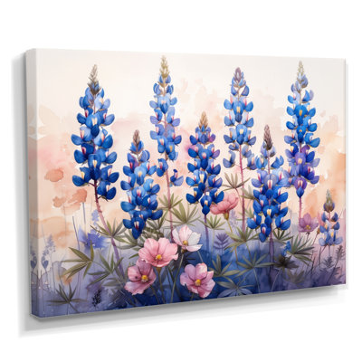 Blue Pink Wildflower Blue Bonnets Dreams III - Blue Bonnets Wall Art Print