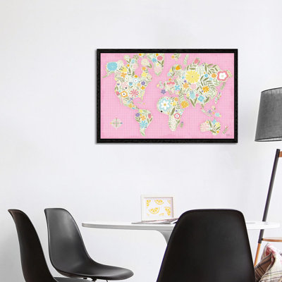 Floral World Pink 1 Piece Wall Art on Canvas