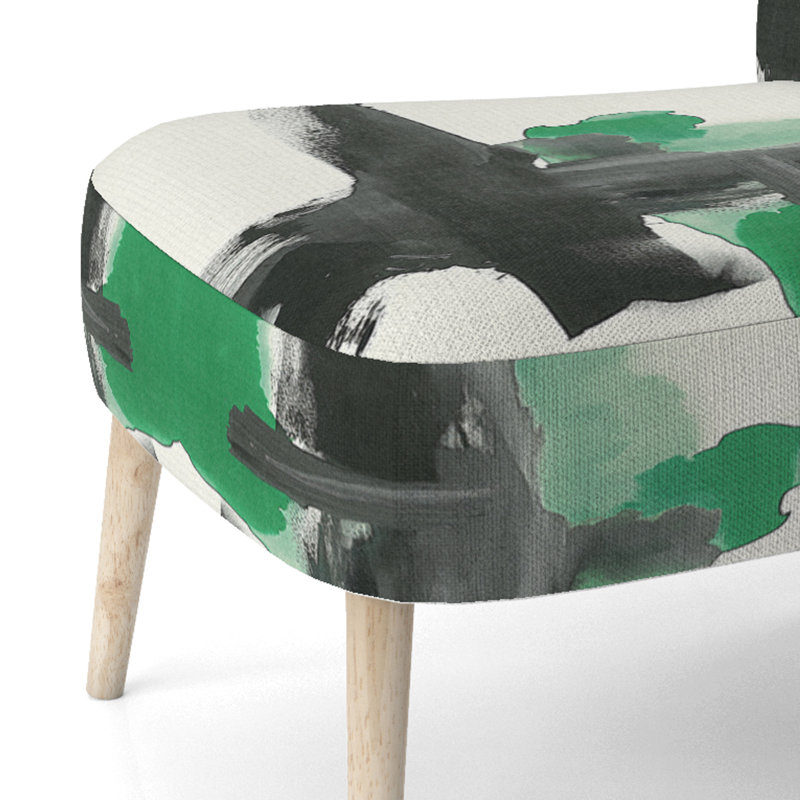 Chaise d'appoint rembourrée Geometric IV, Vert / noir / blanc
