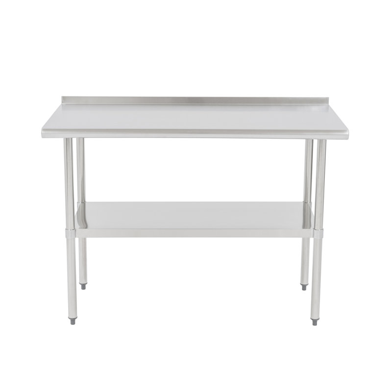 NSF Stainless Steel Kitchen Prep/Work Table, with Adjustable Under Shelf and Backsplash, 48X24