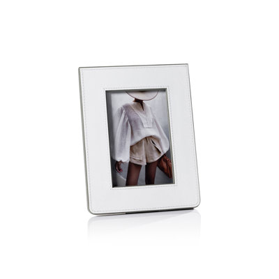 Raffia Over Newark Cream Leather Photo Frame