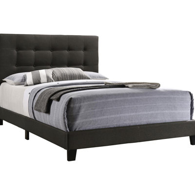Grand lit gris anthracite avec tête de lit pour chambre à coucher transitionnelle, élégant et moderne