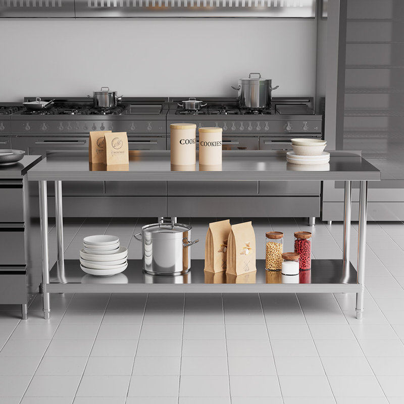 Metal Kitchen Island, 80cm H x 180cm W x 60cm D
