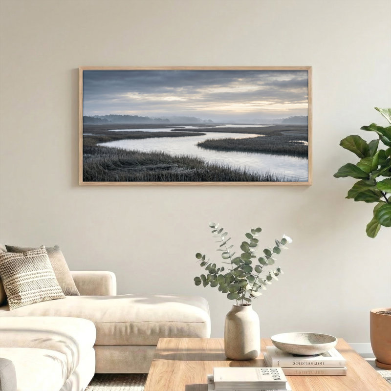 Ensemble de 1 tableau sur toile Misty Marsh, L 48 po x H 24 po, Naturel